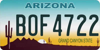 AZ license plate BOF4722