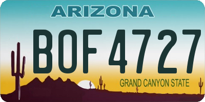 AZ license plate BOF4727