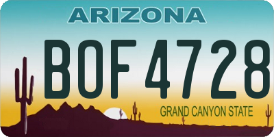 AZ license plate BOF4728