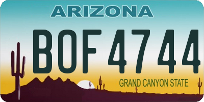 AZ license plate BOF4744