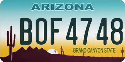 AZ license plate BOF4748