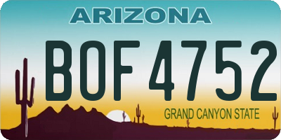 AZ license plate BOF4752