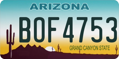 AZ license plate BOF4753