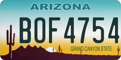 AZ license plate BOF4754