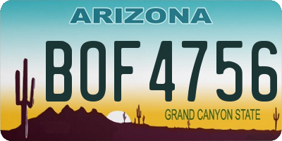 AZ license plate BOF4756
