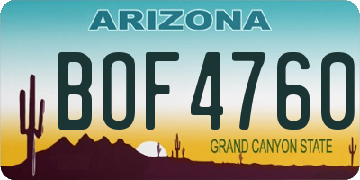 AZ license plate BOF4760