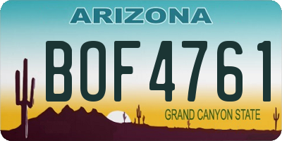 AZ license plate BOF4761