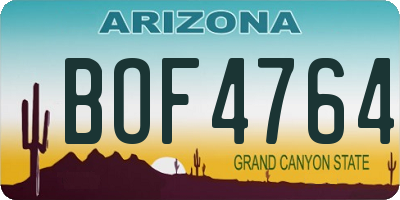 AZ license plate BOF4764
