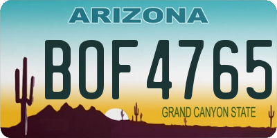 AZ license plate BOF4765