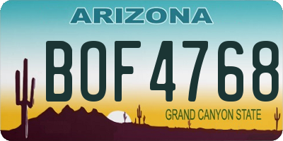 AZ license plate BOF4768