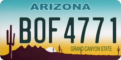 AZ license plate BOF4771