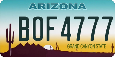 AZ license plate BOF4777