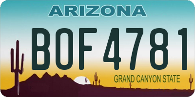 AZ license plate BOF4781