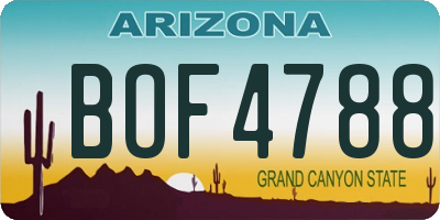 AZ license plate BOF4788