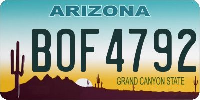 AZ license plate BOF4792