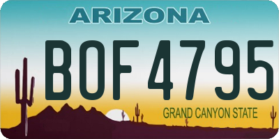 AZ license plate BOF4795