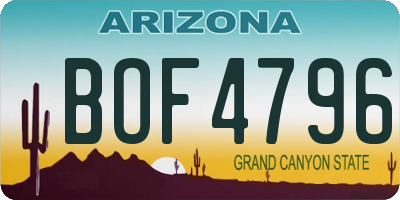 AZ license plate BOF4796
