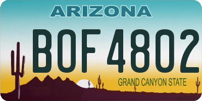 AZ license plate BOF4802