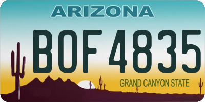 AZ license plate BOF4835