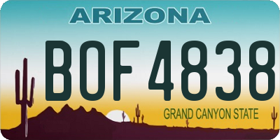 AZ license plate BOF4838