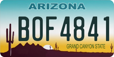 AZ license plate BOF4841