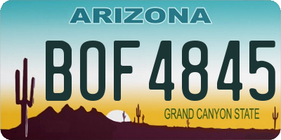 AZ license plate BOF4845