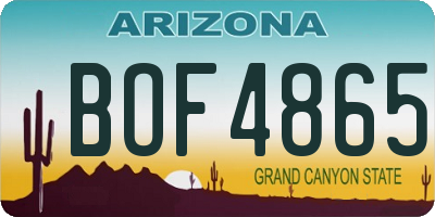 AZ license plate BOF4865