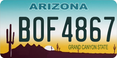 AZ license plate BOF4867