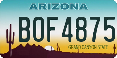 AZ license plate BOF4875