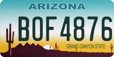 AZ license plate BOF4876