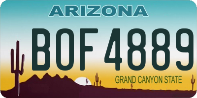 AZ license plate BOF4889