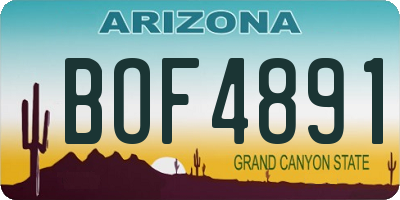 AZ license plate BOF4891