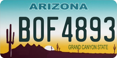 AZ license plate BOF4893