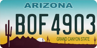 AZ license plate BOF4903