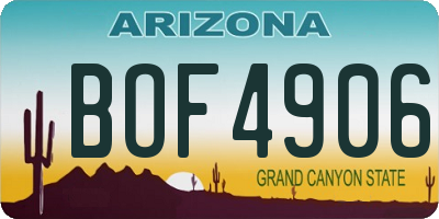AZ license plate BOF4906