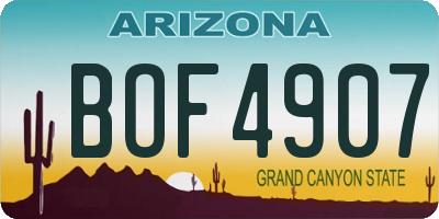 AZ license plate BOF4907