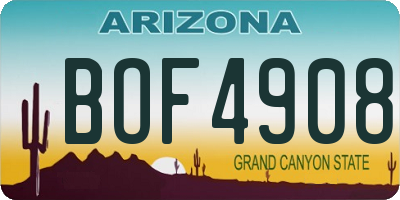 AZ license plate BOF4908