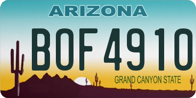 AZ license plate BOF4910