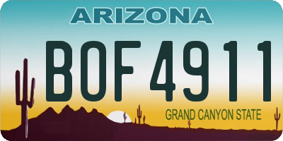 AZ license plate BOF4911
