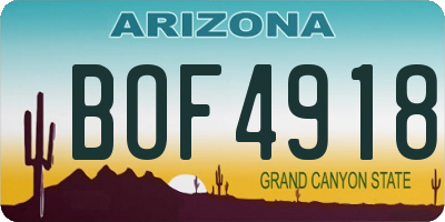 AZ license plate BOF4918