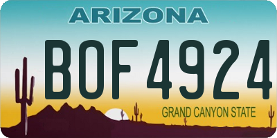 AZ license plate BOF4924