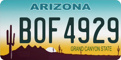 AZ license plate BOF4929