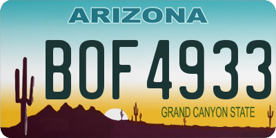 AZ license plate BOF4933
