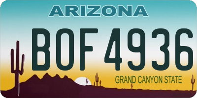 AZ license plate BOF4936