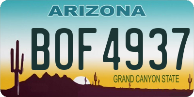 AZ license plate BOF4937