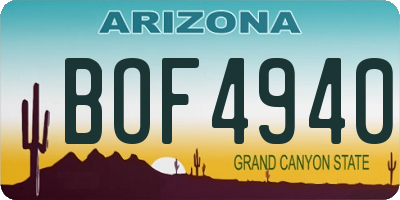 AZ license plate BOF4940