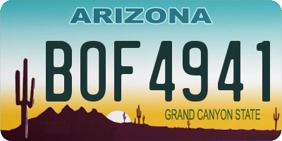 AZ license plate BOF4941