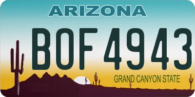 AZ license plate BOF4943