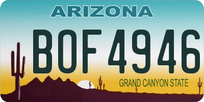 AZ license plate BOF4946