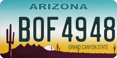 AZ license plate BOF4948